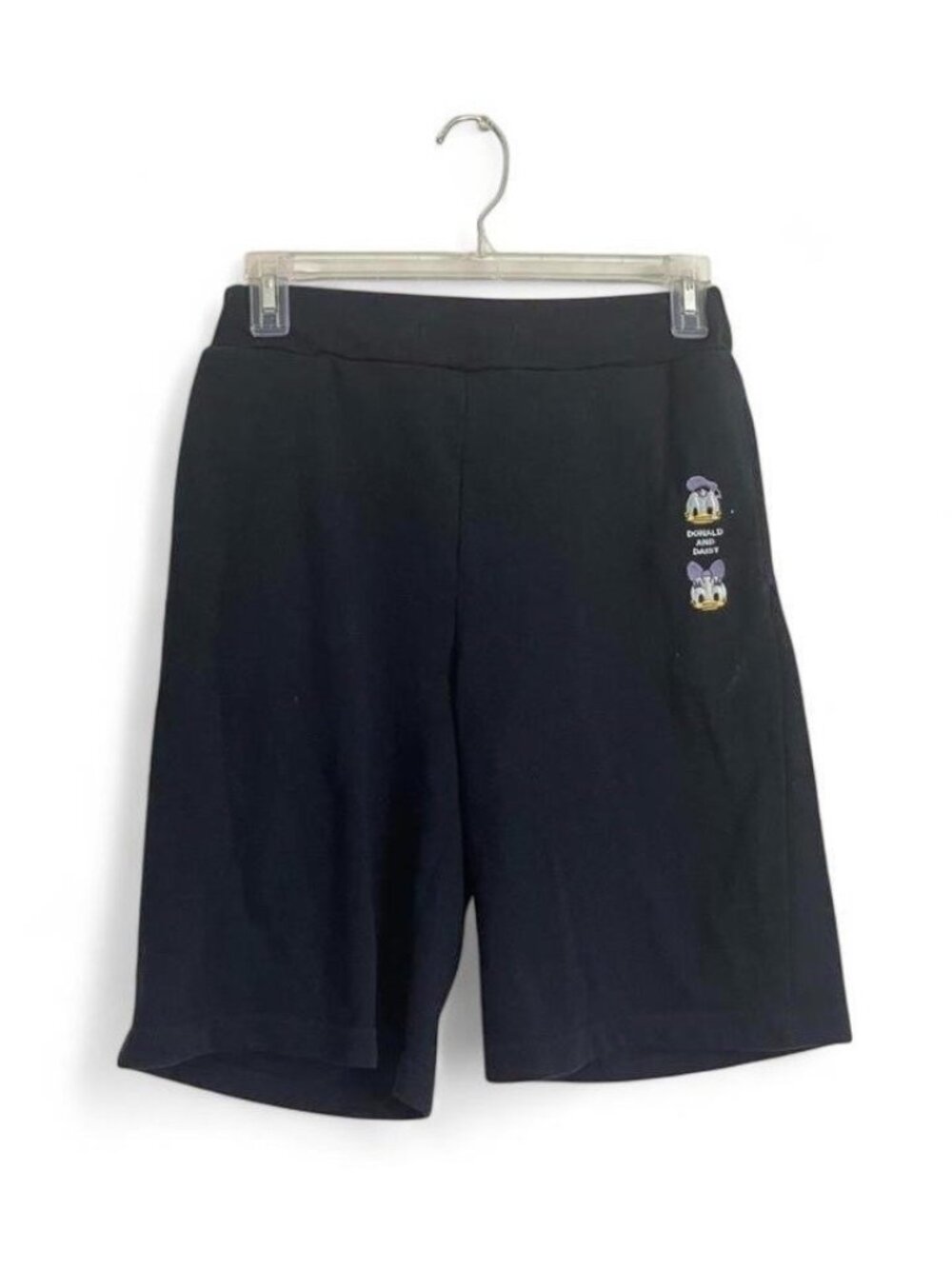 Tokyo Disney Donald & Daisy Embroidered Bermuda Shorts Black Mid Rise Stretch M